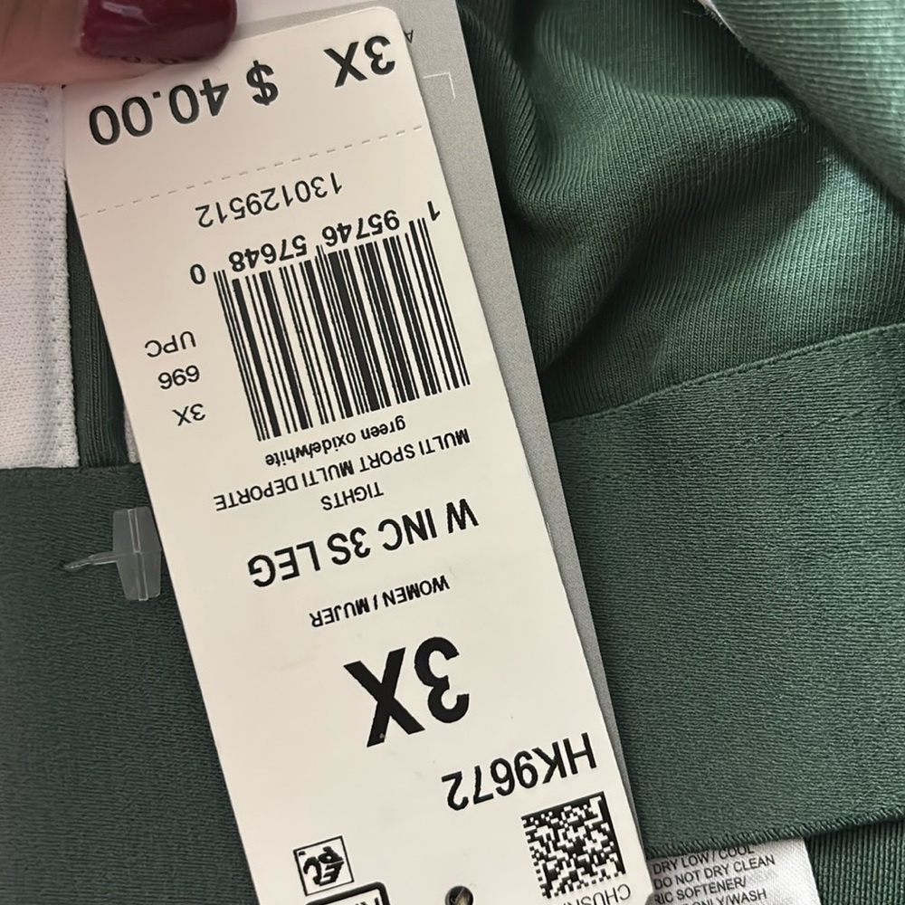 ADIDAS LEGGINGS 3-STRIPES - GREEN OXIDE/WHITE WOMEN, SIZE 3X - Picture 4 of 10